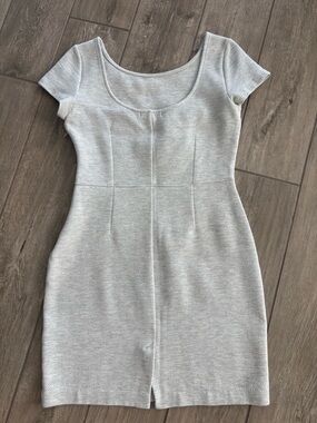 Banana Republic Simple Scoop Neck Gray Knit Dress